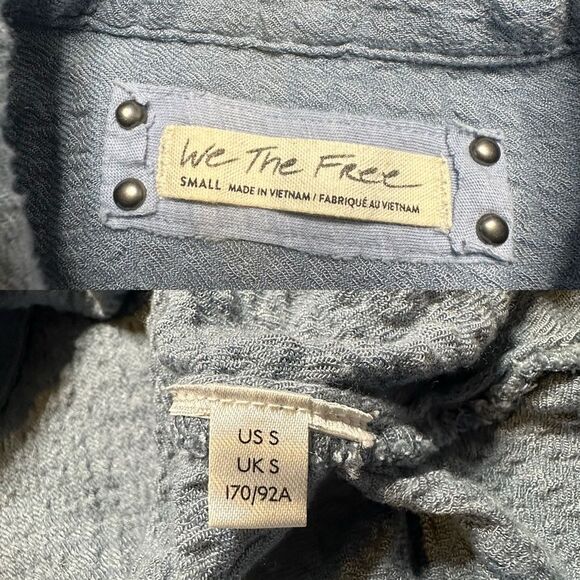 We The Free Oversized Button Down Top Women's Small Ice Blue Happy Hour Shirt - Picture 8 of 8